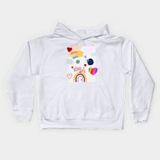 good day, kiss me, cute, lovely, adorable, charming, sweet, Cute patterning Kids Hoodie